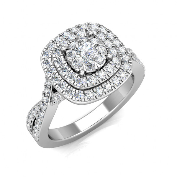 Sherazade Large Diamond Statement Ring 1.22ct Diamonds in 18K White Gold