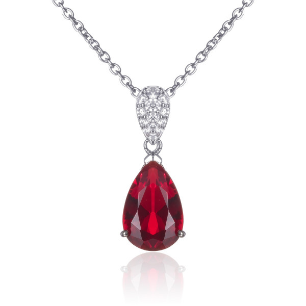 Sterling Silver Red Teardrop Pendant Necklace