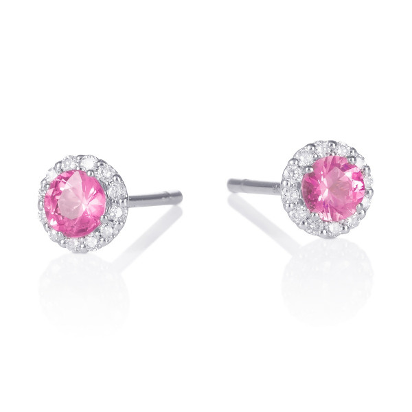 0.40 ct Pink Sapphire Stud Earrings with Diamond 9K White Gold