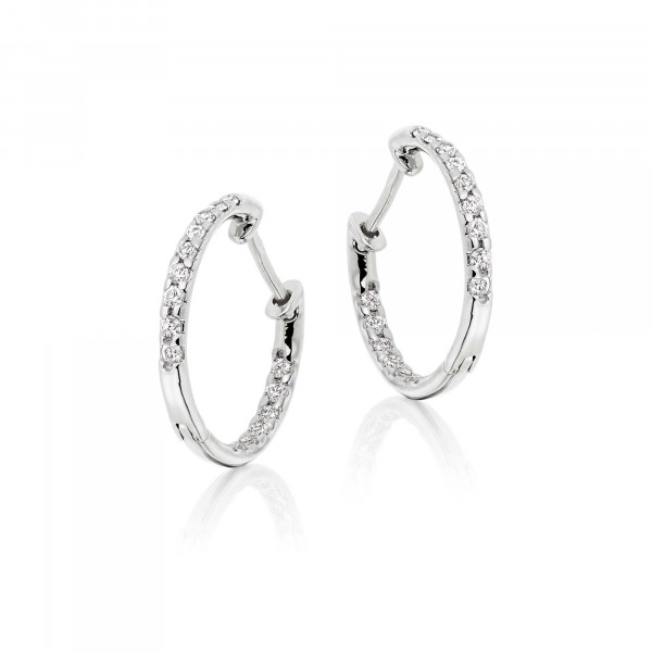 Diamond Hoop Earrings 0.25ct Glamour Diamond Hoops 9K White Gold 