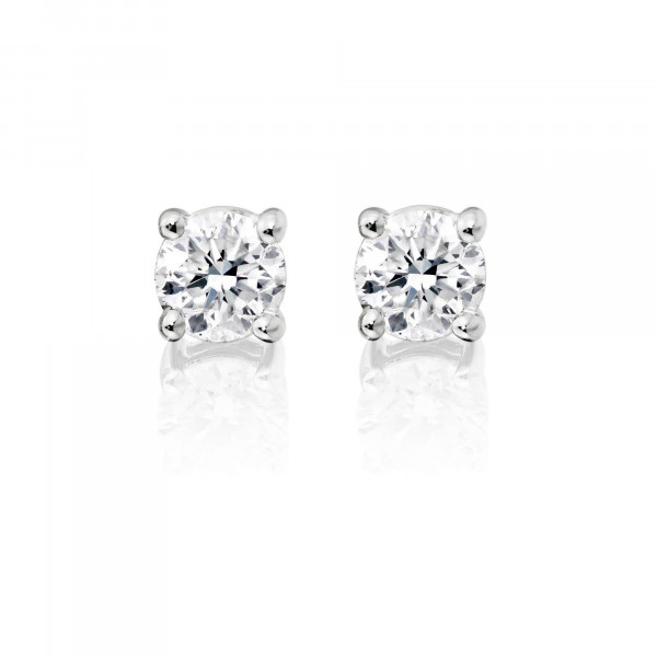 Diamond Stud Earrings 0.40ct Solitaire Diamond Studs 18K White Gold