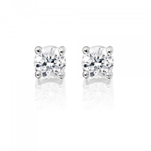 Diamond Stud Earrings 0.60ct Solitaire Diamond Studs 9K White Gold