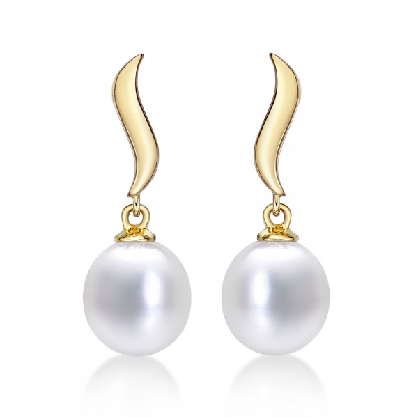 Freshwater Pearl Earrings Collection set with Diamonds in white and ...