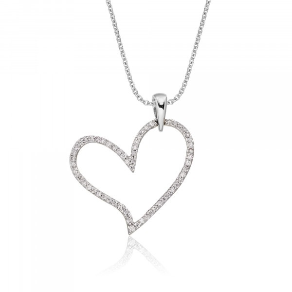 Open Diamond Heart Pendant 0.25ct Diamond 9K White Gold