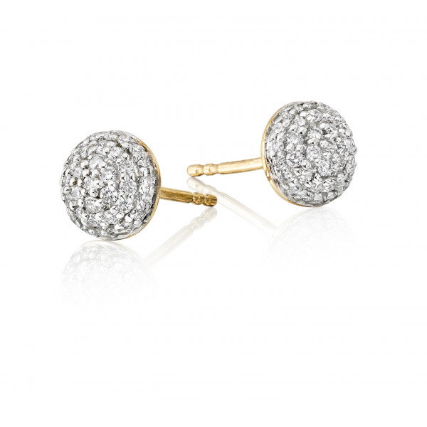 Dome Diamond Cluster Earrings 0.38ct Studs 9K Yellow Gold