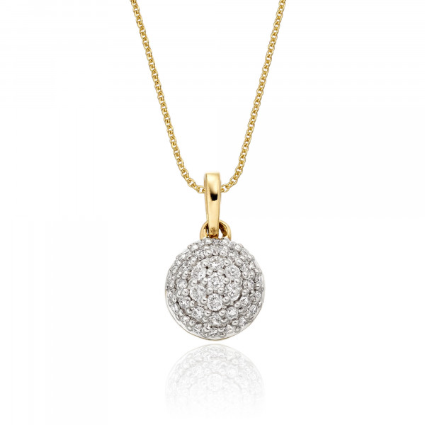 Dome 0.30ct Cluster Diamond Pendant In 9K Yellow Gold 