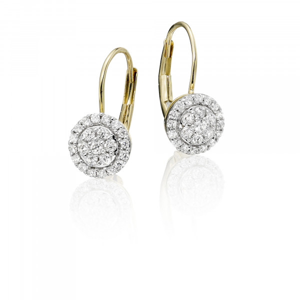 Solar Diamond Cluster Earrings 0.33ct Drop Earrings 9K Yellow Gold