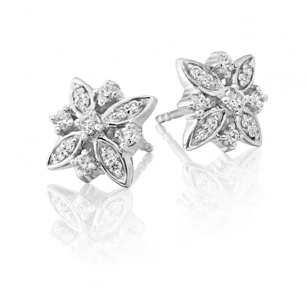 Lily Diamond Cluster Earrings 0.33ct Studs 9K White Gold