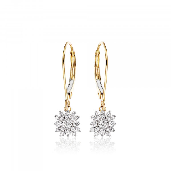 Blossom Diamond Cluster Earrings 0.33ct Drop Earrings 9K Yellow Gold