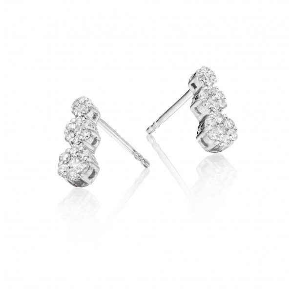Illusion Diamond Cluster Earrings 0.35ct Studs 18K White Gold