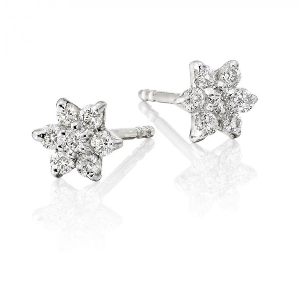 Buttercup Diamond Cluster Earrings 0.25ct Studs 9K White Gold