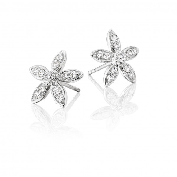 Buttercup Diamond Cluster Earrings 0.30ct Studs 9K White Gold