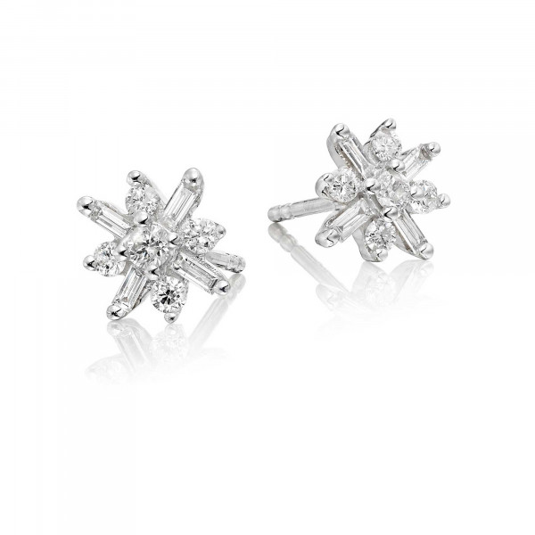 Jasmine Diamond Cluster Earrings 0.35ct Studs 9K White Gold