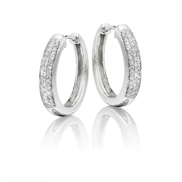 Diamond Hoop Earrings 0.25ct Jubilee Diamond Hoops 9K White Gold 