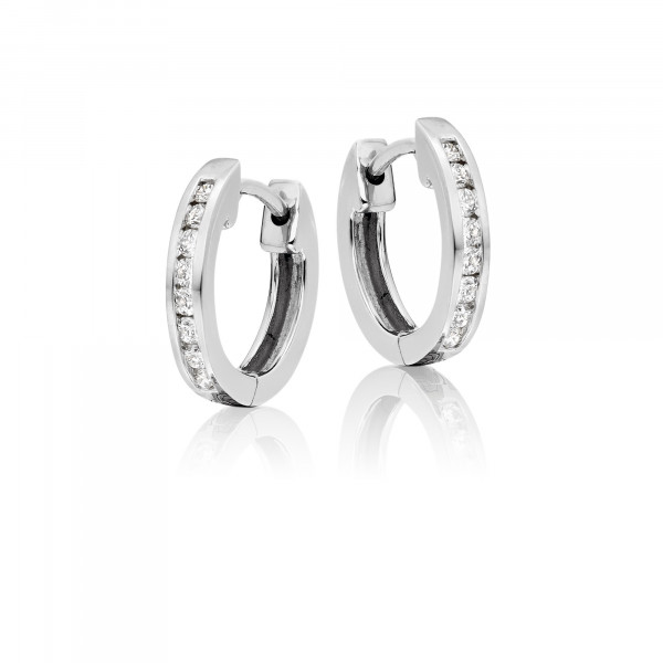 Diamond Hoop Earrings 0.25ct Channel Diamond Hoops 9K White Gold