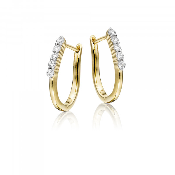 Diamond Hoop Earrings 0.25ct Quinate Diamond Hoops 9K Yellow Gold