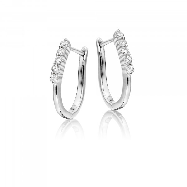 Diamond Hoop Earrings 0.25ct Quinate Diamond Hoops 9K White Gold