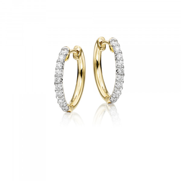 Diamond Hoop Earrings 0.20ct Elegance Diamond Hoops 9K Yellow Gold