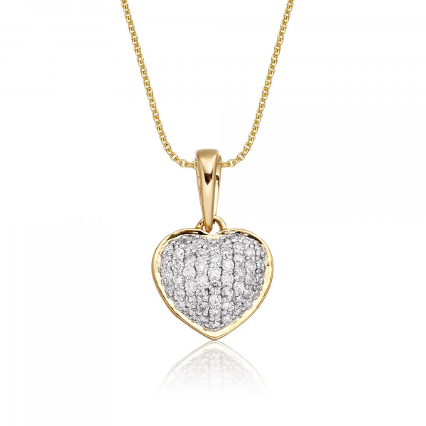 Disco Diamond Heart Pendant 0.25ct Diamond 9K Yellow Gold
