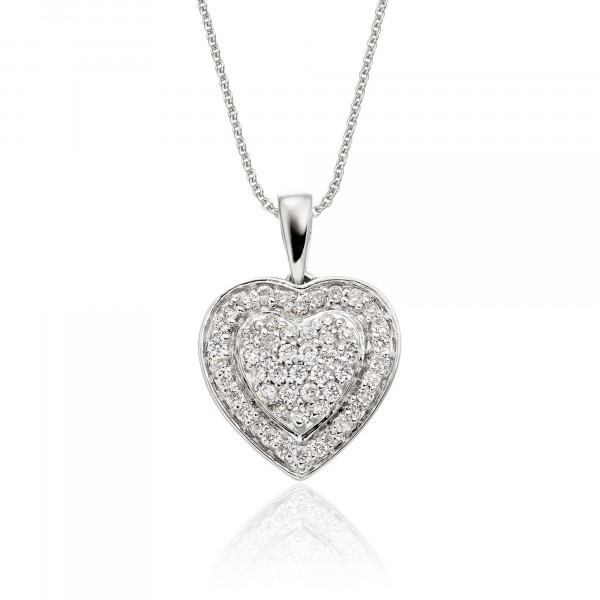 Fire Diamond Heart Pendant 0.25ct Diamond 18K White Gold