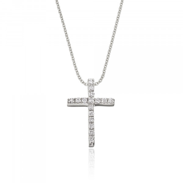 Diamond Cross Pendant 0.10ct In 9K White Gold
