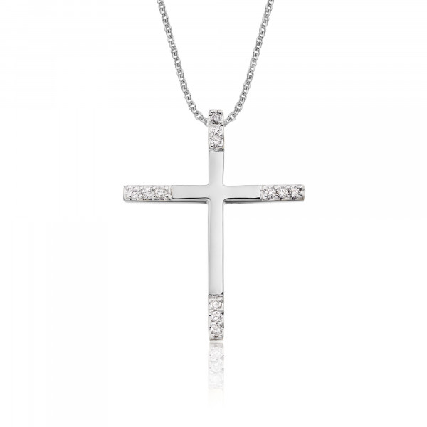 Classic Diamond Cross Pendant 0.15ct In 9K White Gold
