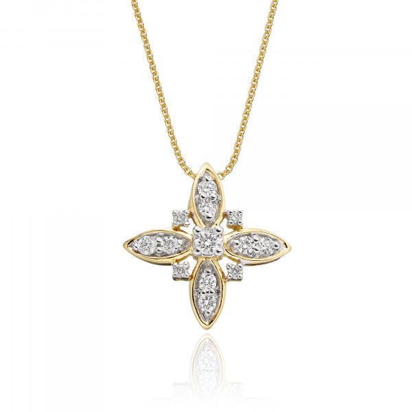 Lily 0.25ct Cluster Diamond Pendant In 9K Yellow Gold