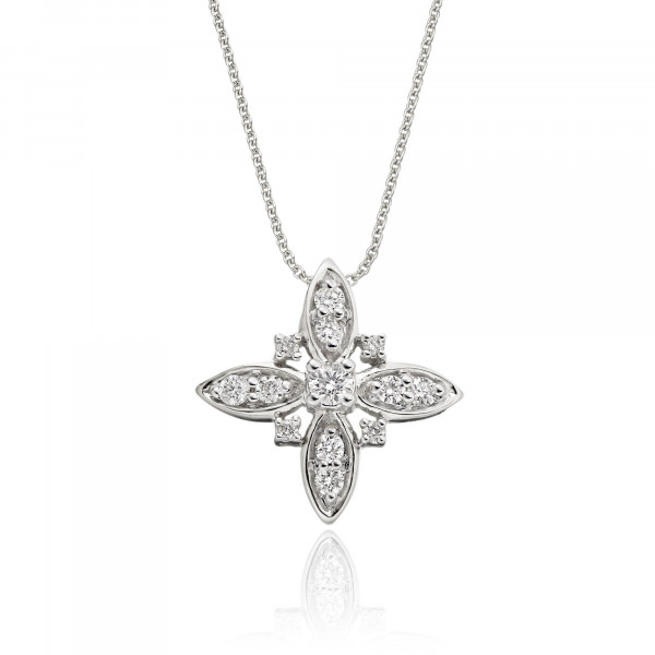 Lily 0.25ct Cluster Diamond Pendant In 9K White Gold