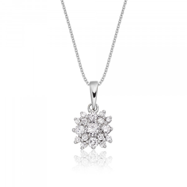 Blossom 0.30ct Cluster Diamond Pendant In 9K White Gold