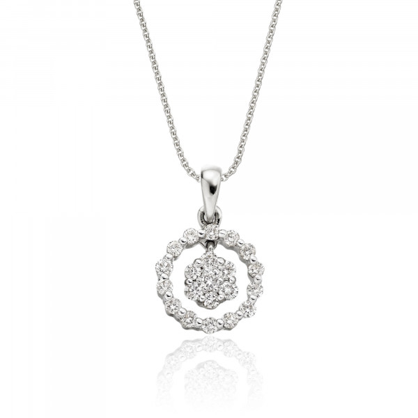 Orbit 0.25ct Cluster Diamond Pendant In 9K White Gold