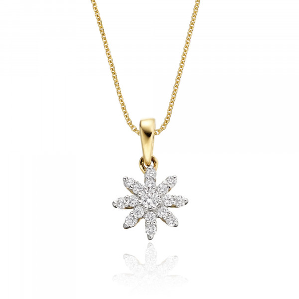 Lotus 0.25ct Cluster Diamond Pendant In 9K Yellow Gold