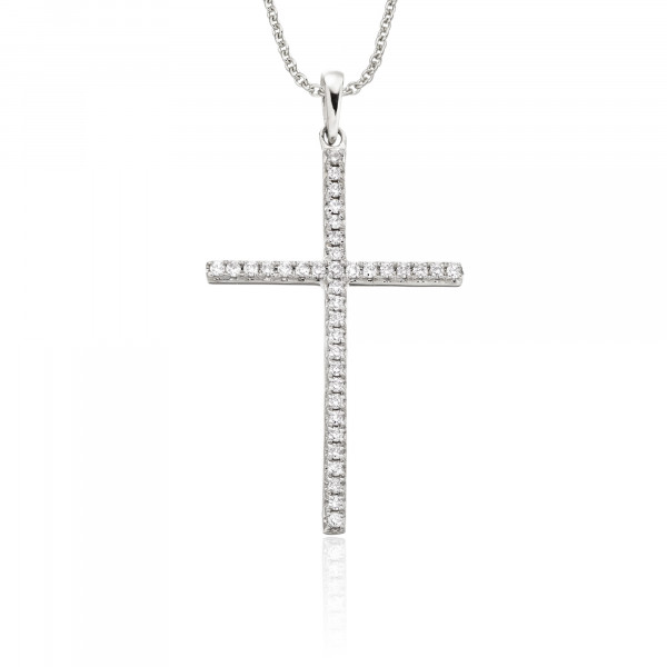 Diamond Cross Pendant 0.30ct Diamonds in 18K white gold