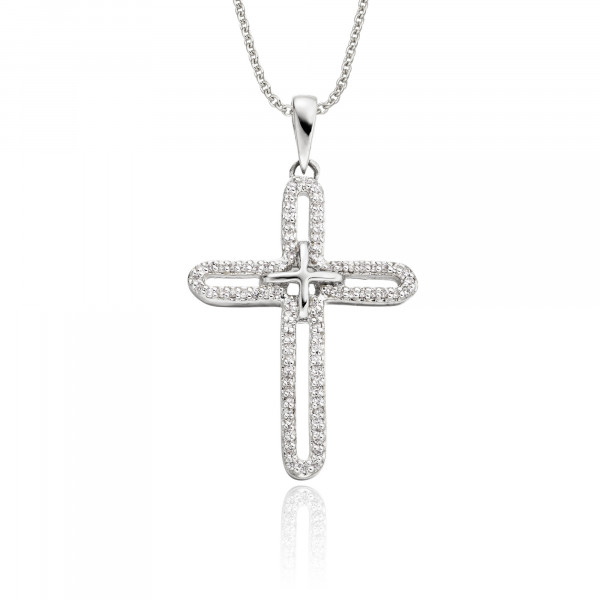 Eternity Diamond Cross Pendant 0.25ct In18K White Gold