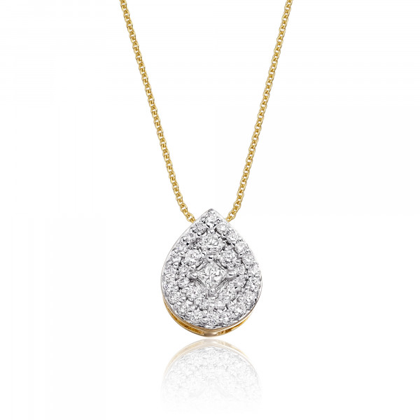 Pear Shape 0.25ct Cluster Diamond Pendant In 9K Yellow Gold