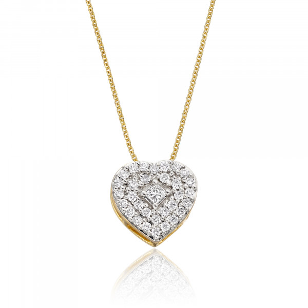Pave Diamond Heart Pendant 0.25ct Diamond 9K Yellow Gold