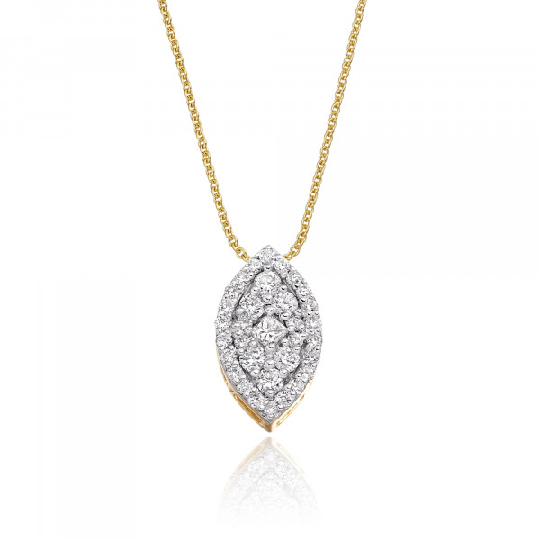 Marquise Shape 0.30ct Cluster Diamond Pendant In 9K Yellow Gold