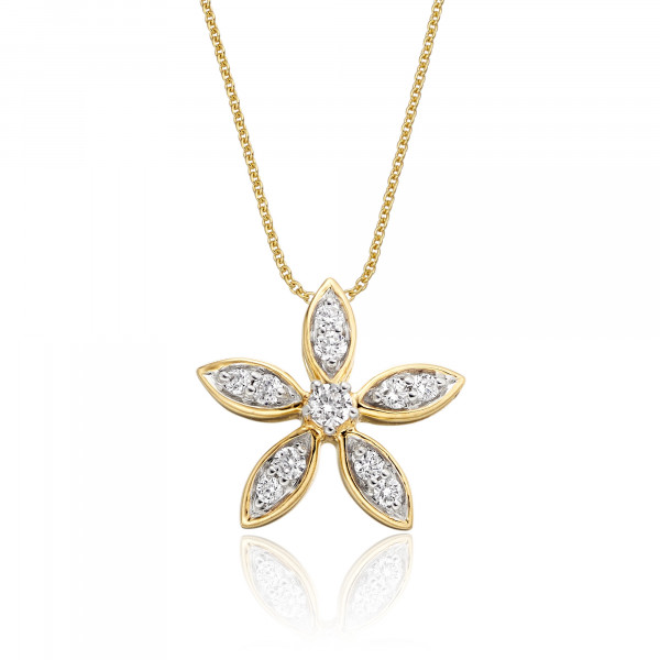 Buttercup 0.25ct Cluster Diamond Pendant In 9K Yellow Gold