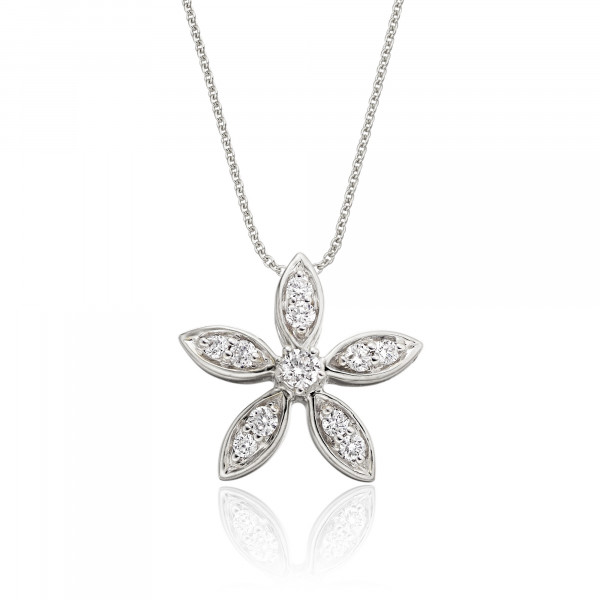 Buttercup 0.25ct Cluster Diamond Pendant In 9K White Gold