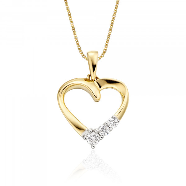 Trilogy Diamond Heart Pendant 0.15ct Diamond 9K Yellow Gold