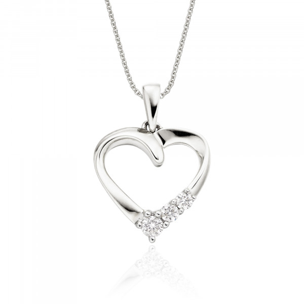 Trilogy Diamond Heart Pendant 0.15ct Diamond 9K White Gold