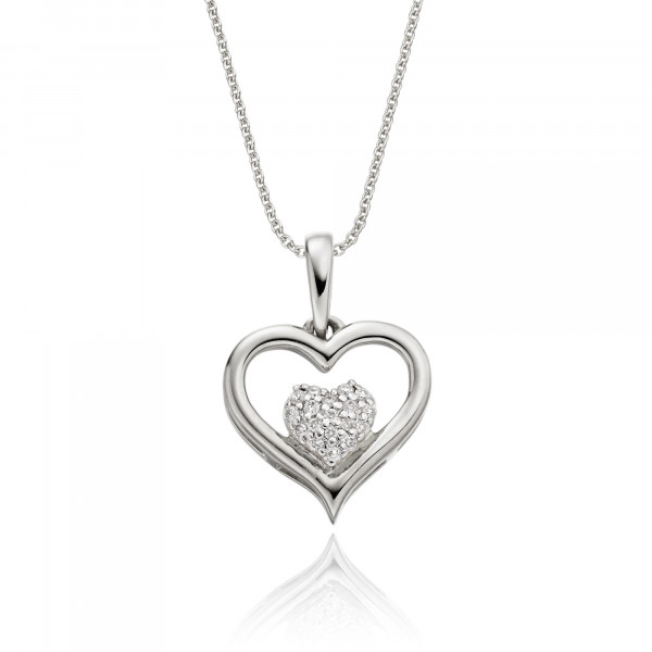 Pure Diamond Heart Pendant 0.05ct Diamond 9K White Gold