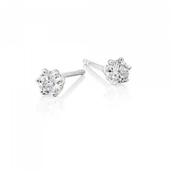Solitaire 0.30ct 6 Claw Round Diamond Twirl Studs In 9K White Gold