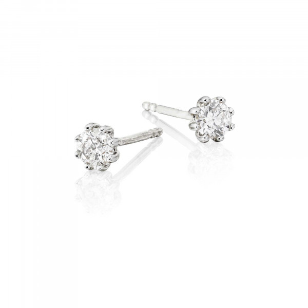 Solitaire 0.35ct 8 Claw Round Diamond Studs In 9K White Gold