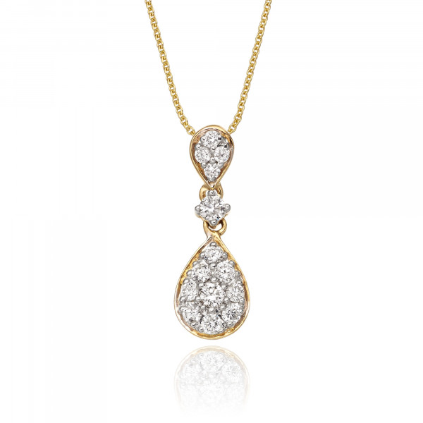 Rain Drop 0.30ct Diamond Pendant In 9K Yellow Gold