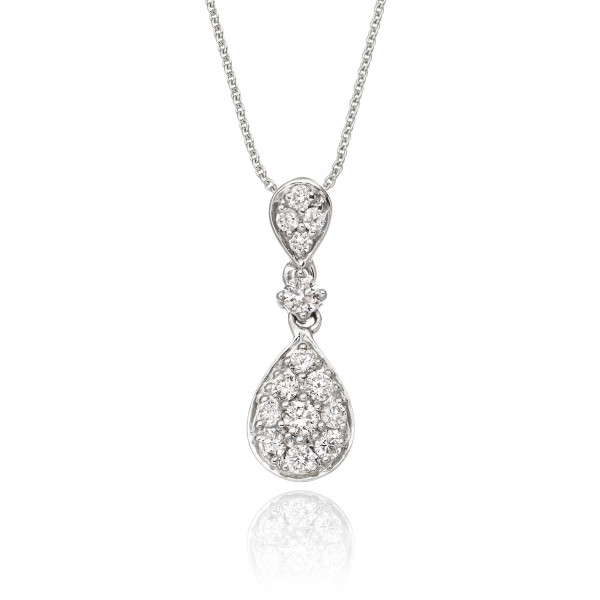 Rain Drop 0.30ct Diamond Pendant In 9K White Gold