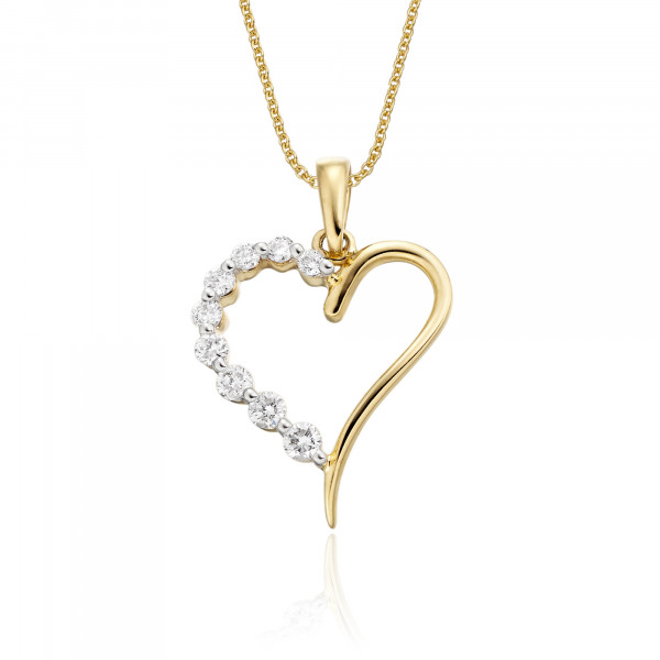 Love Diamond Heart Pendant 0.20ct Diamond 9K Yellow Gold