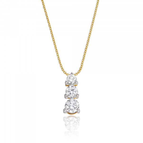 Graduating 3 Diamond 0.30ct Pendant In 9K Yellow Gold