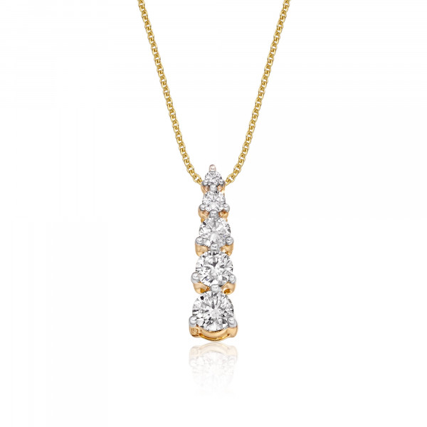 Graduating 5 Diamond 0.40ct Pendant In 9K Yellow Gold