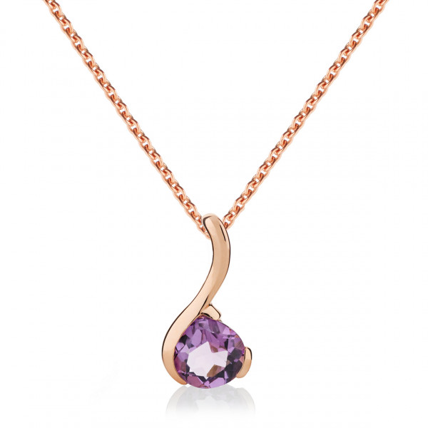 Amethyst Drop Pendant Necklace in Rose Gold Vermeil