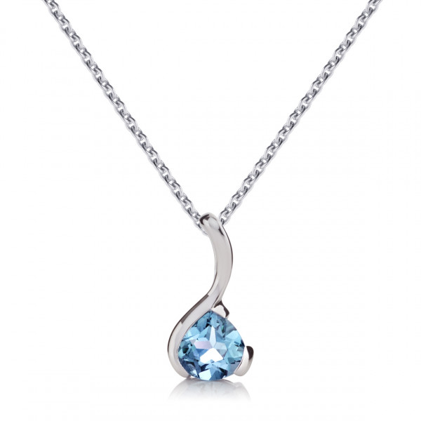 Blue Topaz Drop Pendant Necklace in Sterling Silver